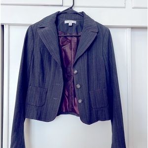 Caslon Size 8 Blazer/Suit Jacket Dark Blue & Maroon Striped with Maroon lining.